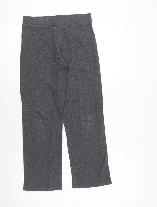 Marks and Spencer Girls Grey Cotton Jogger Trousers Size 9-10 Years Regular Pullover
