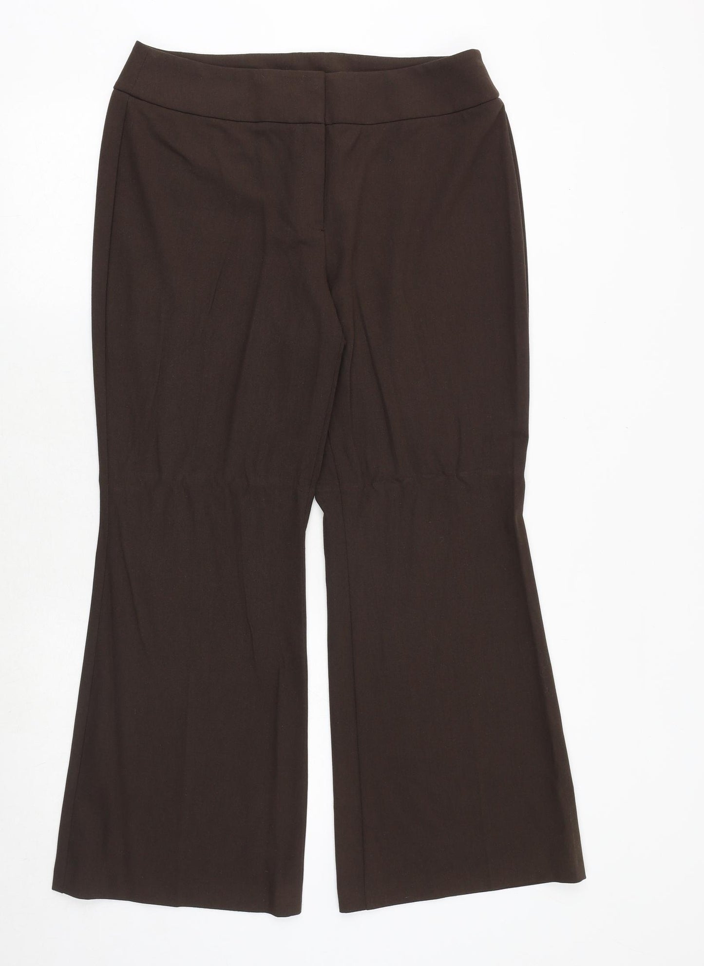 Marks and Spencer Womens Brown Polyester Trousers Size 14 Regular Zip