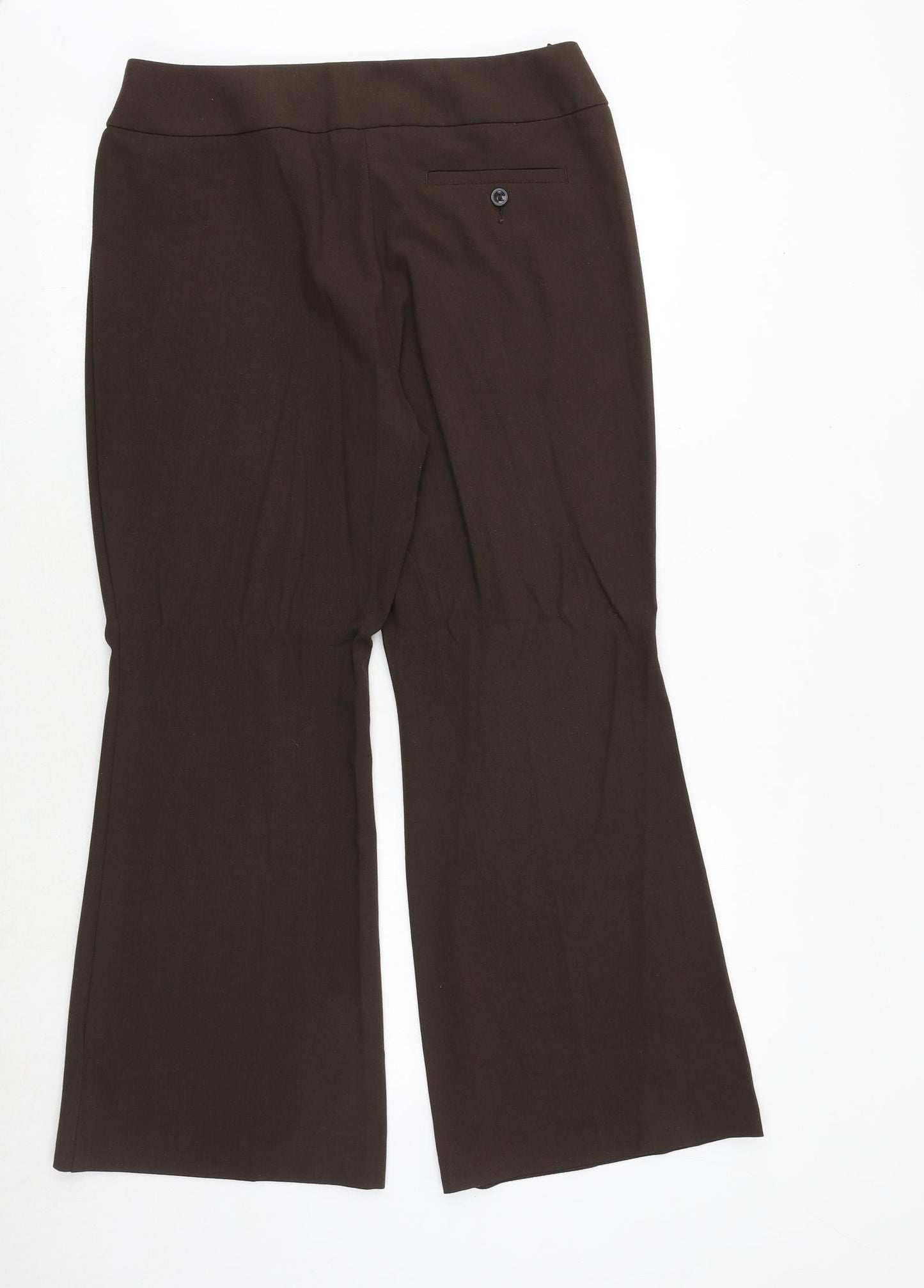 Marks and Spencer Womens Brown Polyester Trousers Size 14 Regular Zip