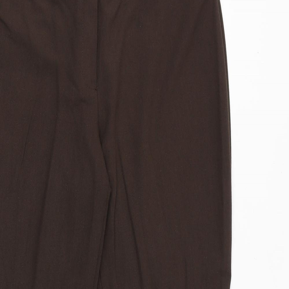 Marks and Spencer Womens Brown Polyester Trousers Size 14 Regular Zip