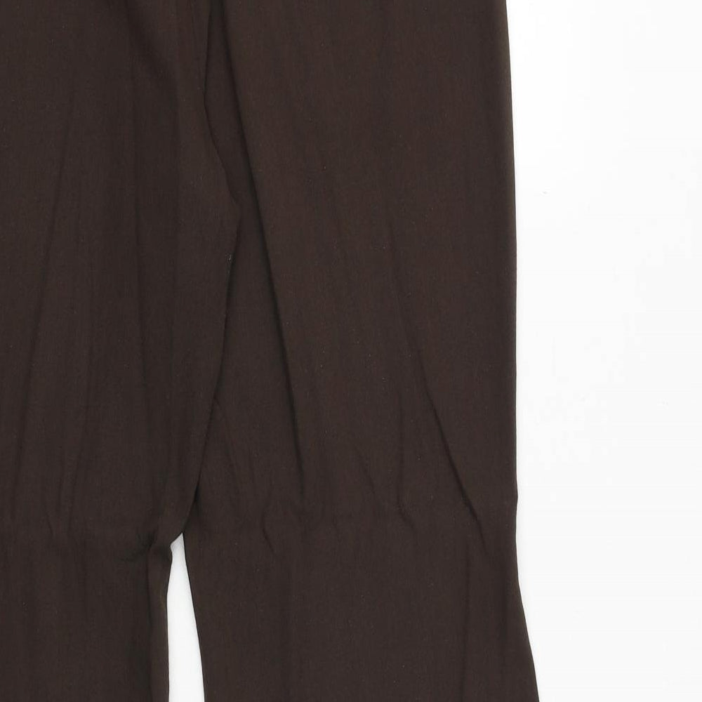 Marks and Spencer Womens Brown Polyester Trousers Size 14 Regular Zip