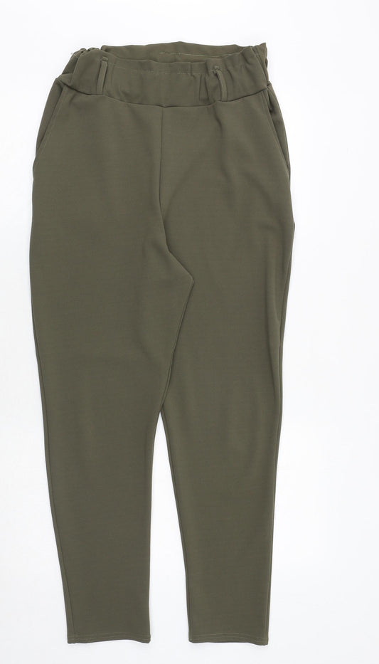 Spotted Womens Green Polyester Trousers Size 10 Regular Zip