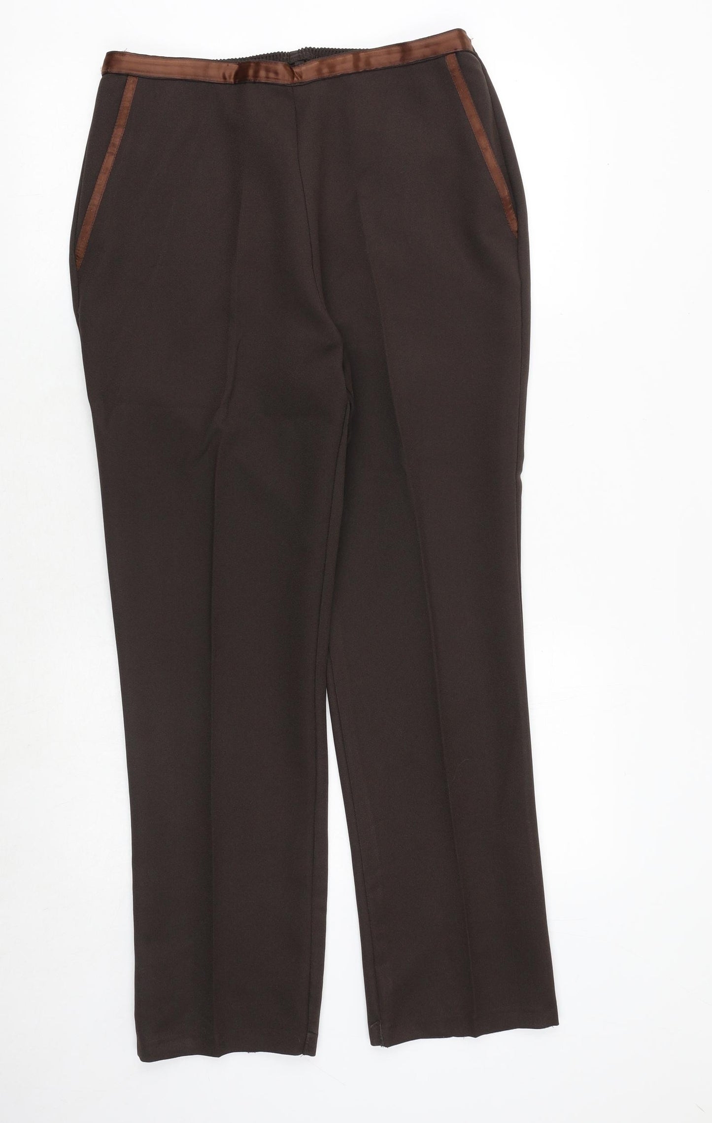 Slimma Womens Brown Polyester Trousers Size 14 Regular