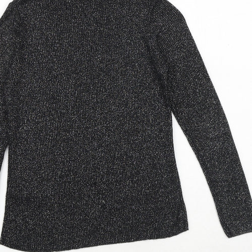 Marks and Spencer Girls Black Roll Neck Viscose Pullover Jumper Size 10-11 Years Pullover