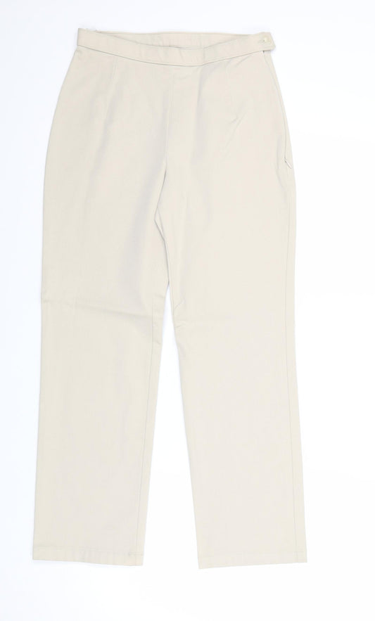 Marks and Spencer Womens Beige Cotton Trousers Size 8 Regular Zip