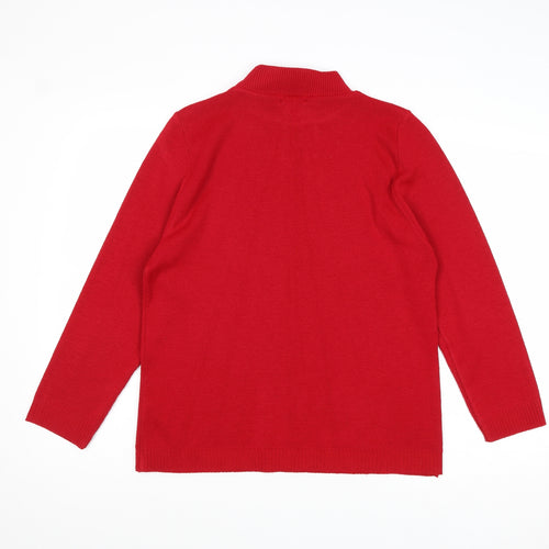 BASSINI Womens Red Mock Neck Acrylic Pullover Jumper Size L