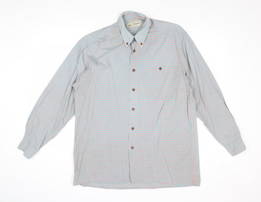 Tom Sayers Mens Multicoloured Check Cotton Button-Up Size M Collared Button