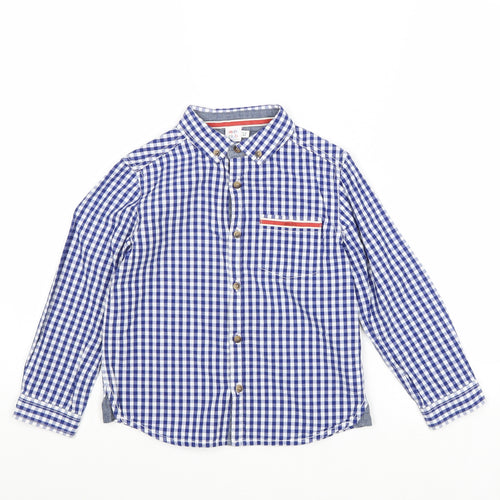 Mini Club Boys Blue Geometric Cotton Basic Button-Up Size 5-6 Years Collared Button
