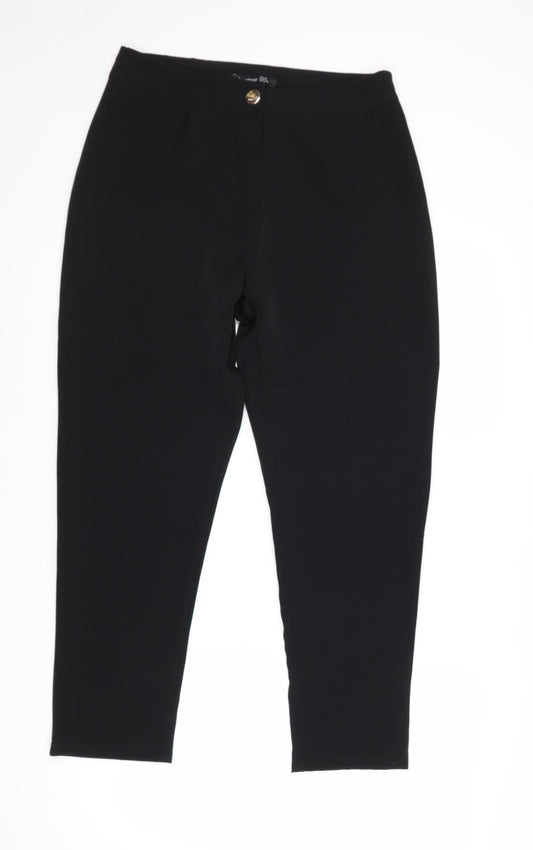 Boohoo Womens Black Polyester Trousers Size 12 Regular Zip