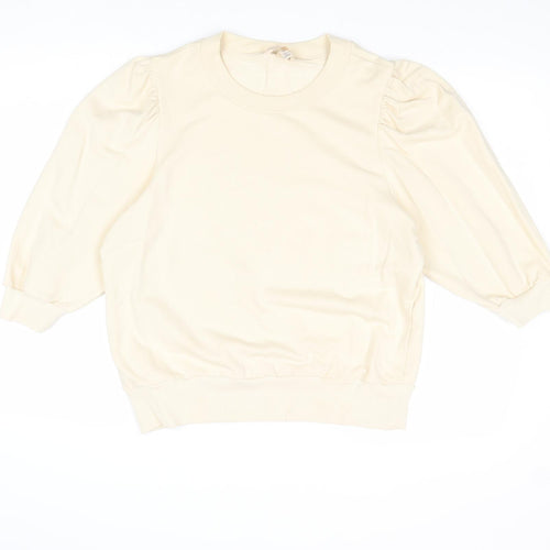 H&M Womens Beige Cotton Pullover Sweatshirt Size L Pullover
