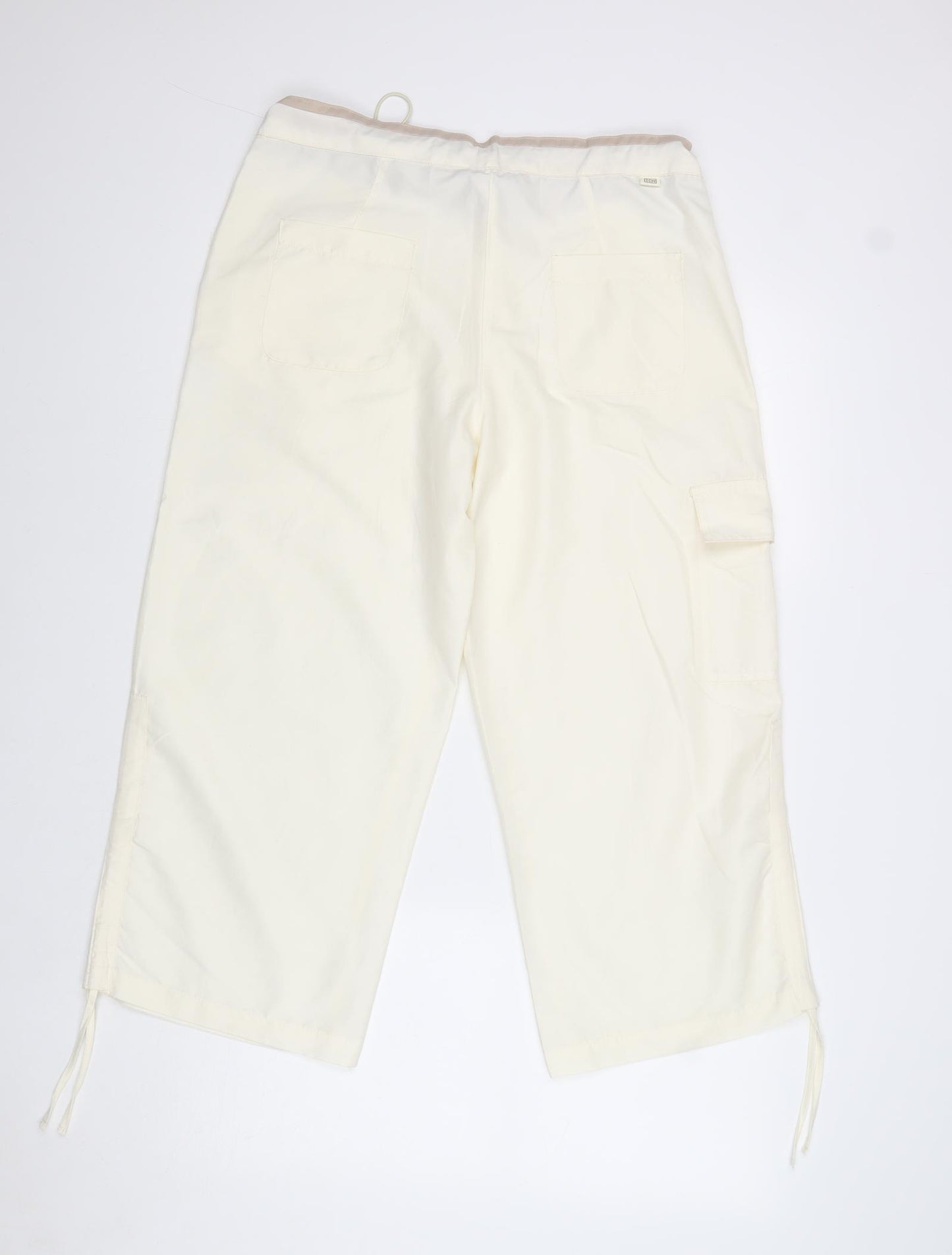 TCM Womens Ivory Polyacrylate Fibre Cropped Trousers Size 12 Regular Drawstring