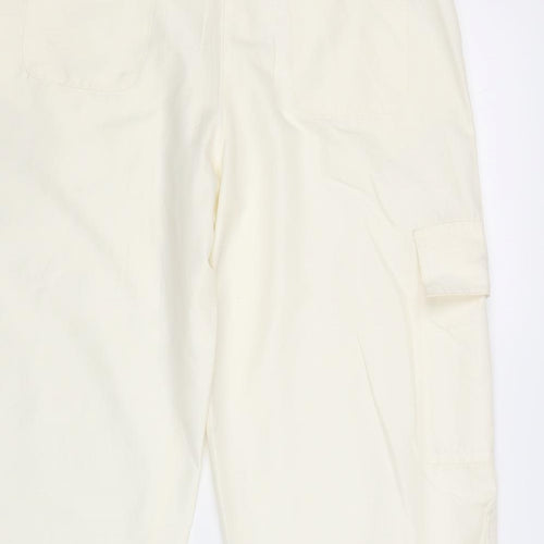 TCM Womens Ivory Polyacrylate Fibre Cropped Trousers Size 12 Regular Drawstring
