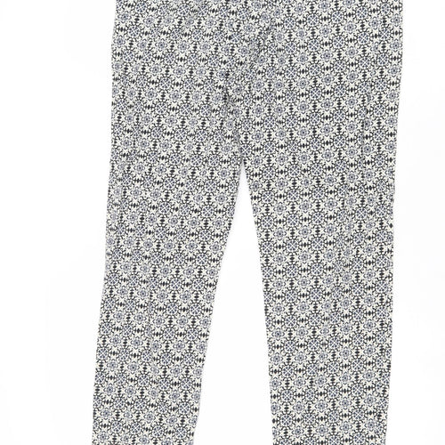 H&M Womens Multicoloured Geometric Cotton Chino Trousers Size 14 Regular Zip
