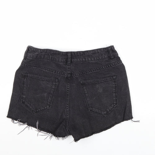 Divided by H&M Womens Black Cotton Cut-Off Shorts Size 8 Regular Zip