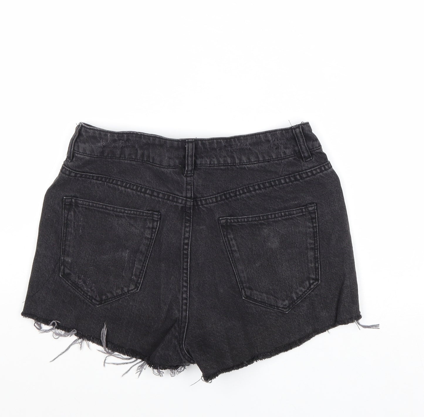 Divided by H&M Womens Black Cotton Cut-Off Shorts Size 8 Regular Zip