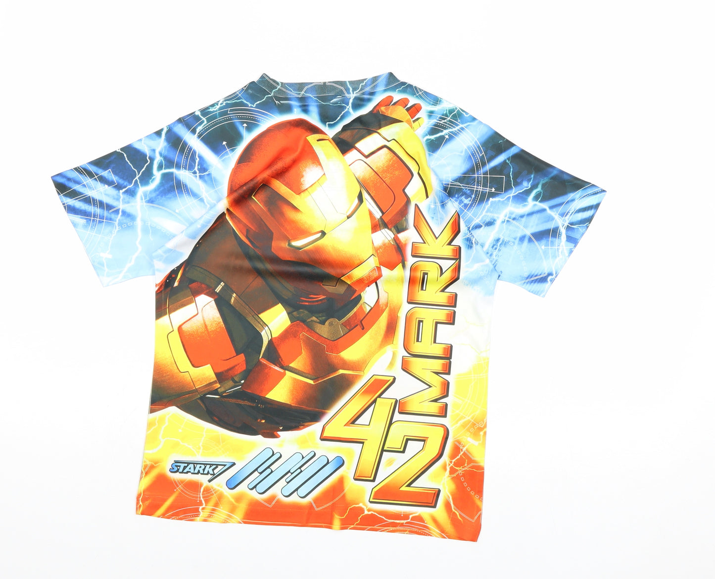 Marvel Boys Multicoloured Polyester Basic T-Shirt Size 8 Years Round Neck Pullover - Iron Man