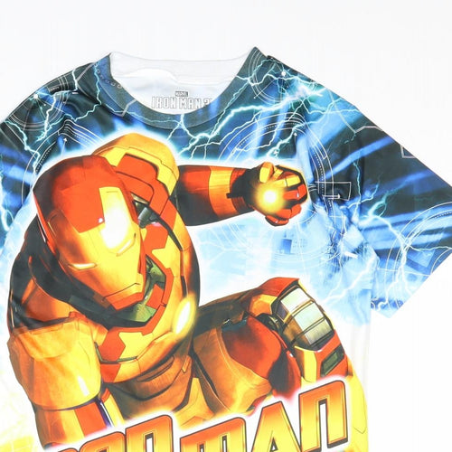 Marvel Boys Multicoloured Polyester Basic T-Shirt Size 8 Years Round Neck Pullover - Iron Man