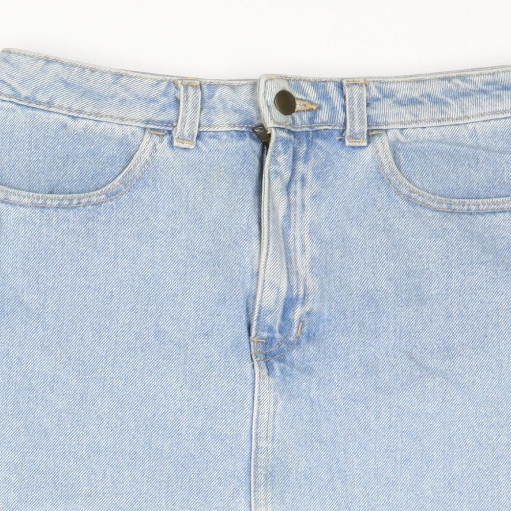 American Apparel Womens Blue Cotton Mini Skirt Size S Zip
