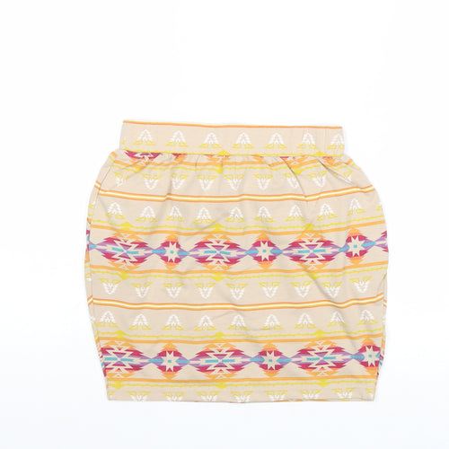 New Look Girls Multicoloured Geometric Polyester Mini Skirt Size 10-11 Years Regular Pull On