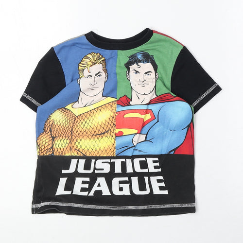 Justice League Boys Multicoloured 100% Cotton Basic T-Shirt Size 3-4 Years Round Neck Pullover - Justice League