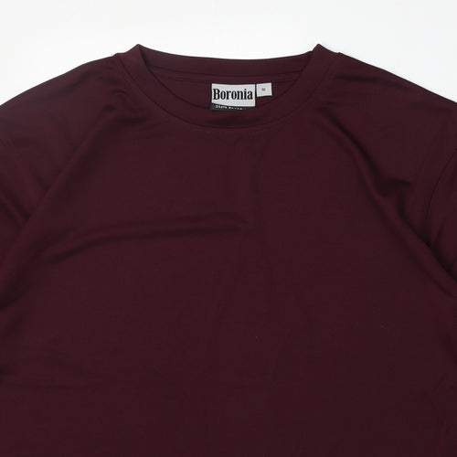 Boronia Mens Red Polyester Basic T-Shirt Size S Round Neck Pullover