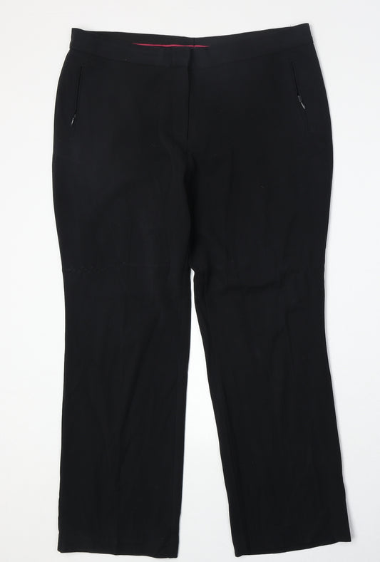 Marks and Spencer Womens Black Polyester Trousers Size 16 Regular Zip
