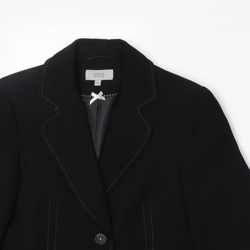 Marks and Spencer Womens Black Polyester Jacket Blazer Size 12