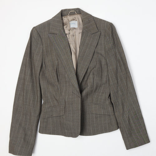 Oasis Womens Brown Striped Wool Jacket Suit Jacket Size 10