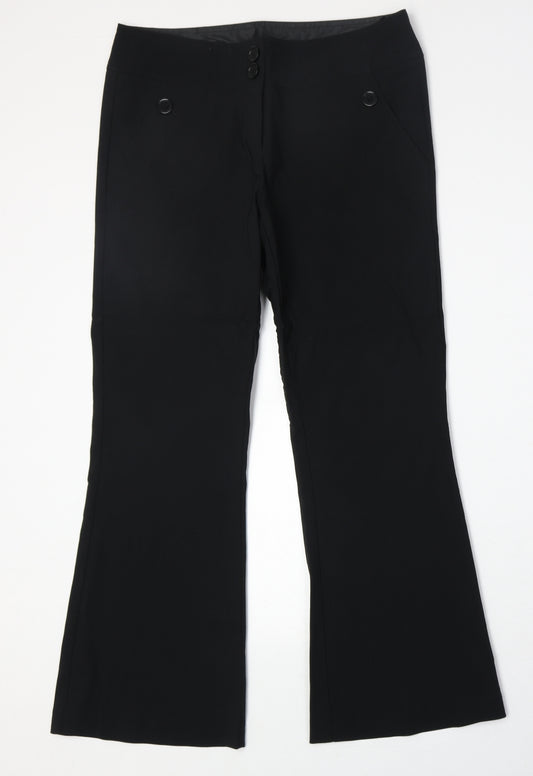 New Look Womens Black Viscose Trousers Size 12 Regular Zip