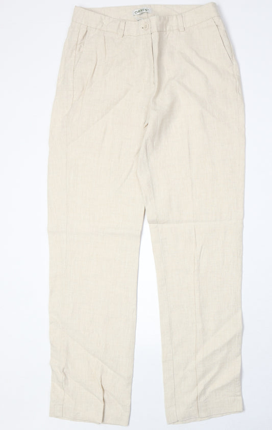 Orvis Womens Beige Linen Trousers Size 6 Regular Zip