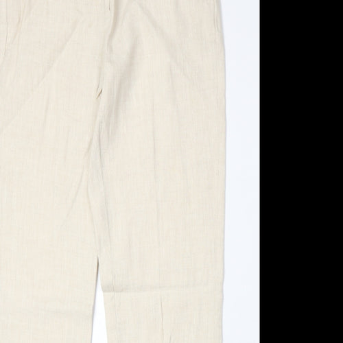 Orvis Womens Beige Linen Trousers Size 6 Regular Zip
