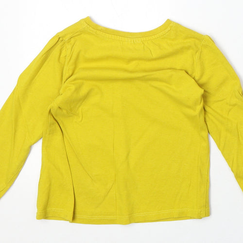 So Cute Girls Yellow 100% Cotton Pullover T-Shirt Size 2-3 Years Boat Neck Pullover - Paris Cats