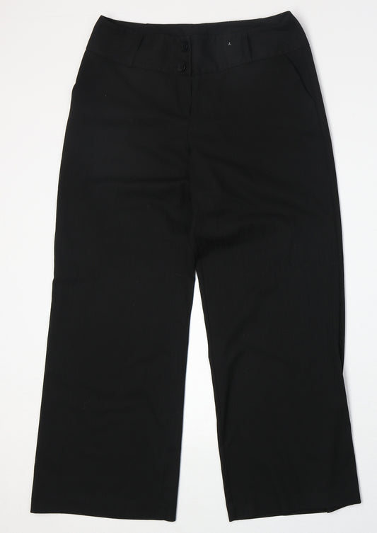 Dorothy Perkins Womens Black Polyester Trousers Size 12 Regular Zip