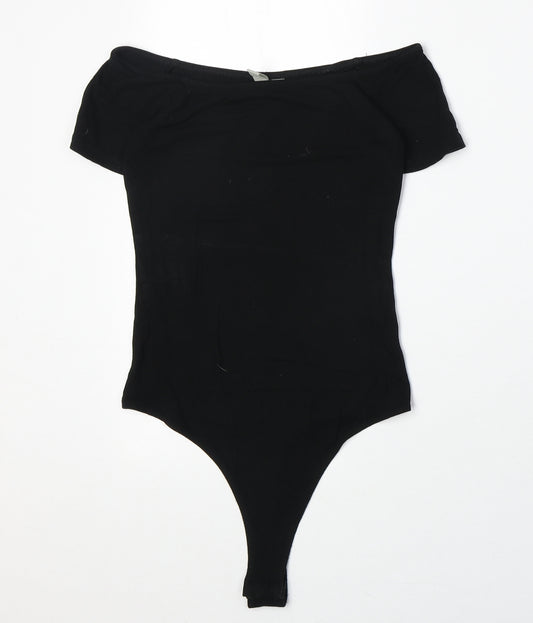 ASOS Womens Black Viscose Bodysuit One-Piece Size 6 Snap