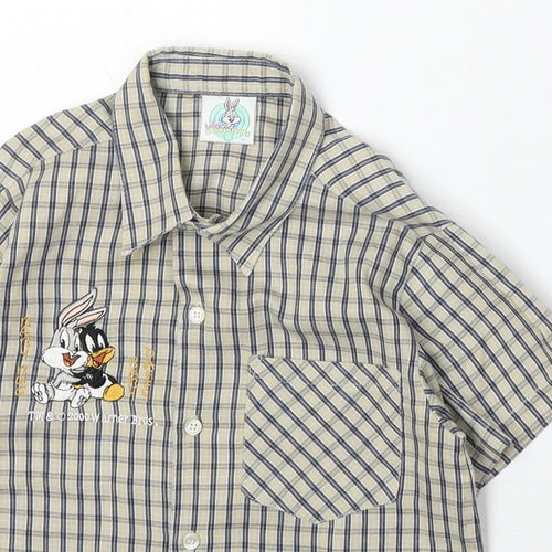 Looney Toons Boys Multicoloured Geometric 100% Cotton Basic Button-Up Size 3 Years Collared Button - Looney Toons