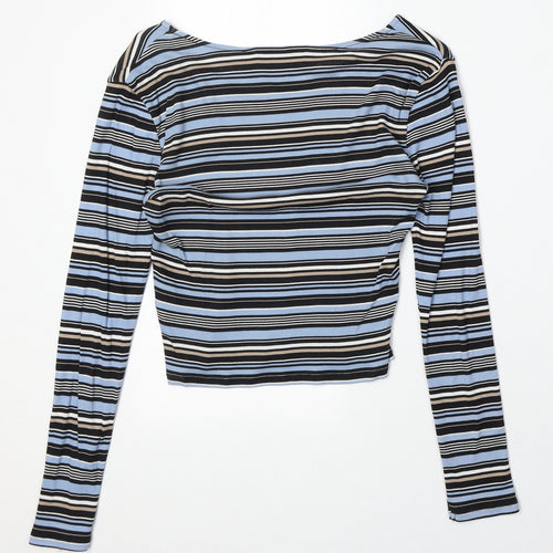 New Look Girls Multicoloured Striped 100% Cotton Pullover T-Shirt Size 12-13 Years Boat Neck Pullover