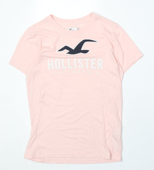 Hollister Girls Pink Cotton Pullover T-Shirt Size XS Round Neck Pullover