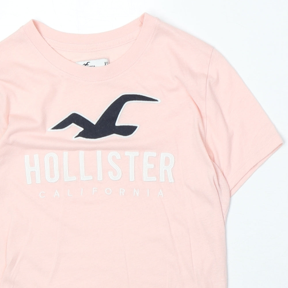 Hollister Girls Pink Cotton Pullover T-Shirt Size XS Round Neck Pullover