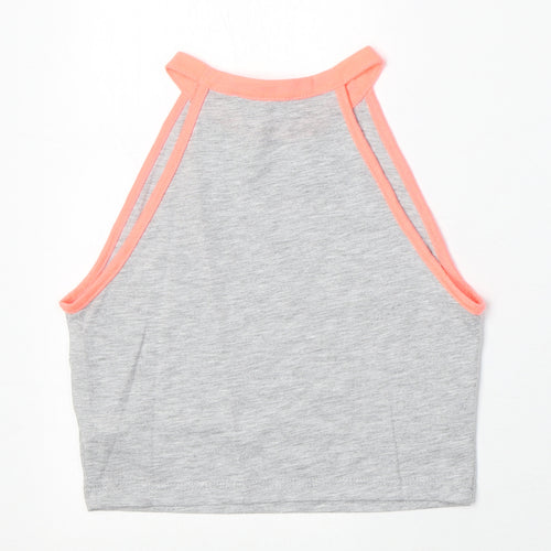 New Look Girls Grey Polyester Pullover Tank Size 10-11 Years Round Neck Pullover - Squad