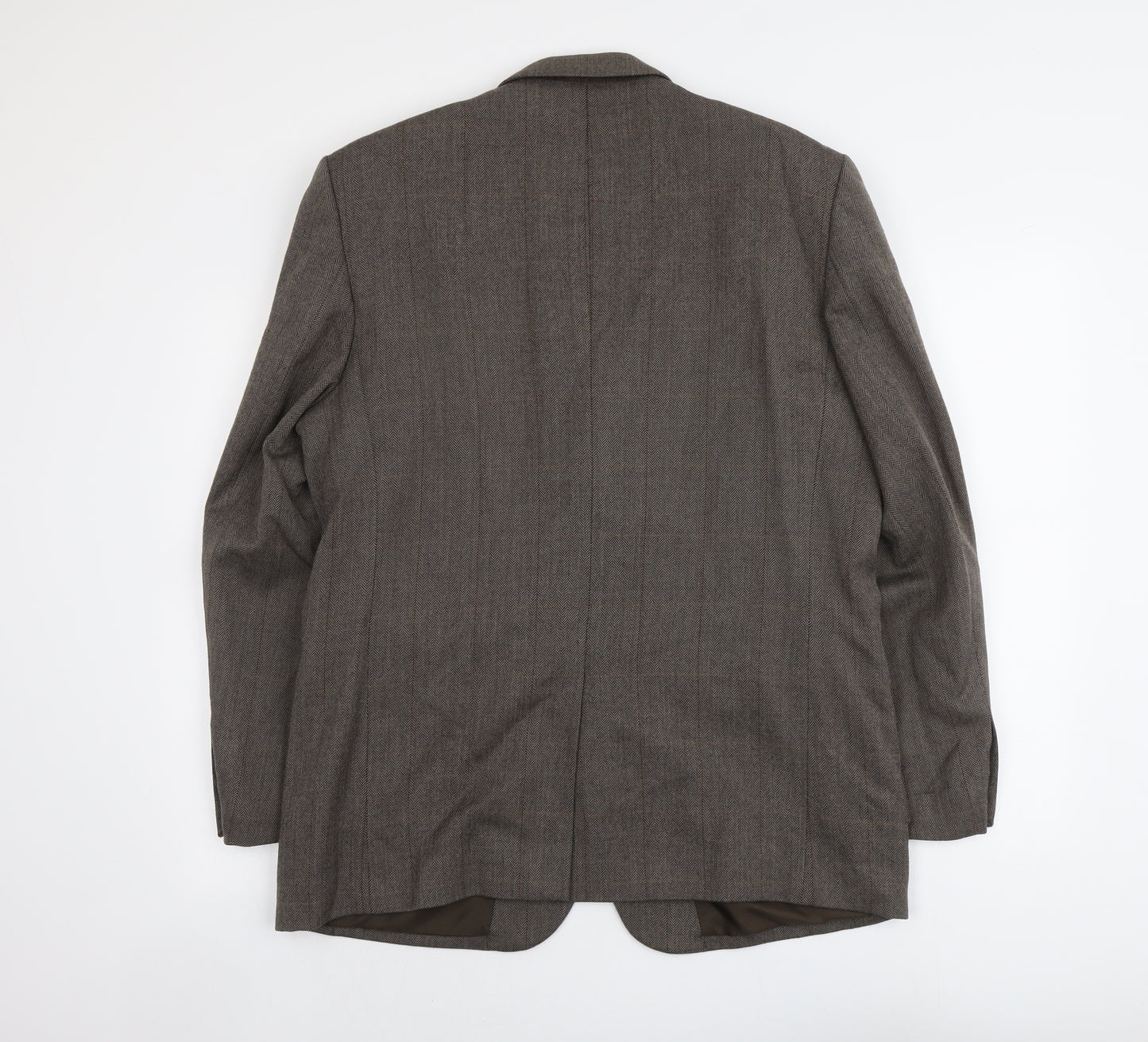 BHS Mens Brown Herringbone Wool Jacket Suit Jacket Size M Regular