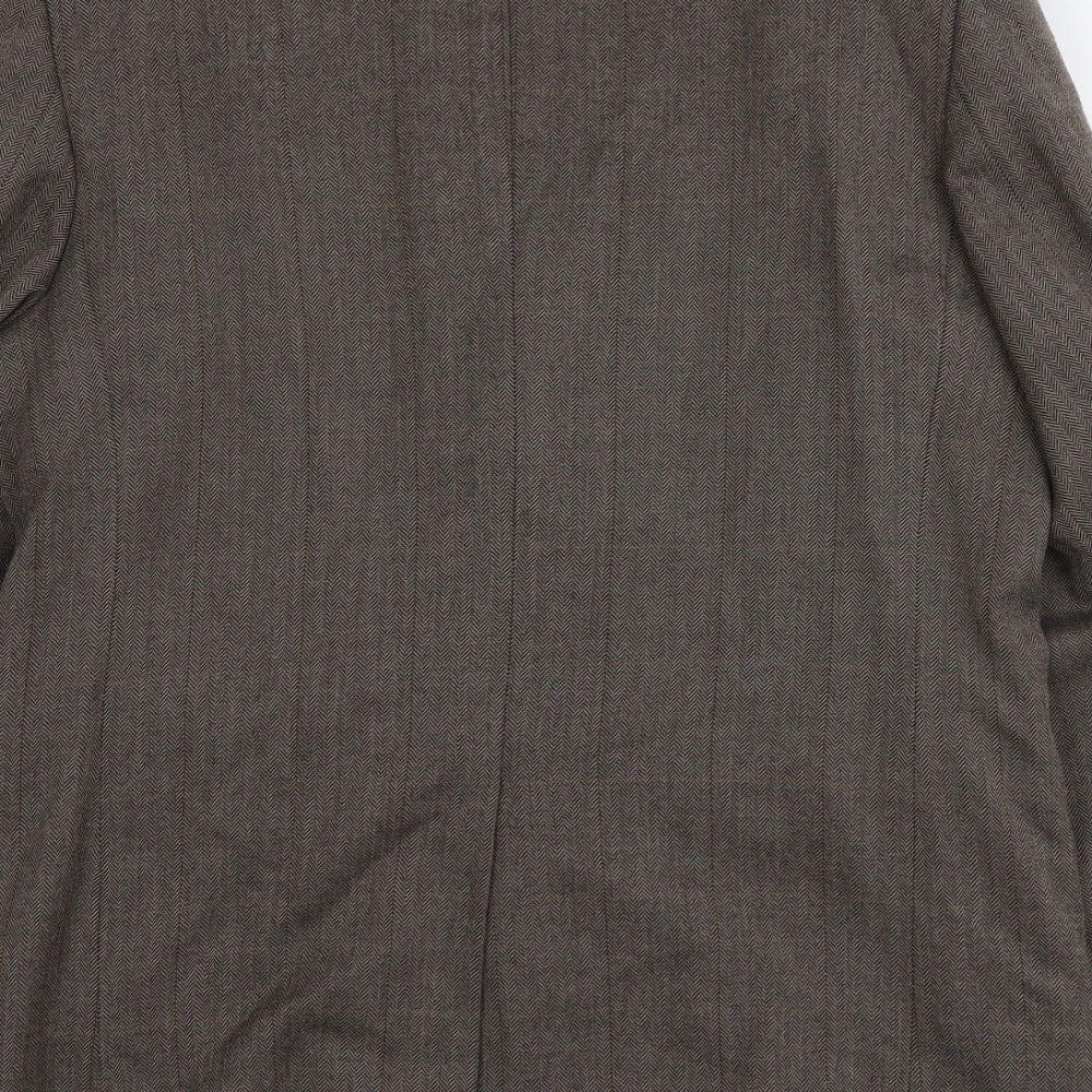 BHS Mens Brown Herringbone Wool Jacket Suit Jacket Size M Regular