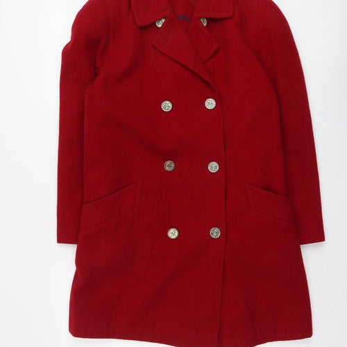 Astraka Womens Red Pea Coat Coat Size 10 Button