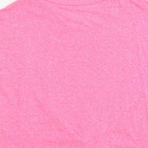 Marks and Spencer Girls Pink Polyester Basic T-Shirt Size 12-13 Years Round Neck Pullover - Summer