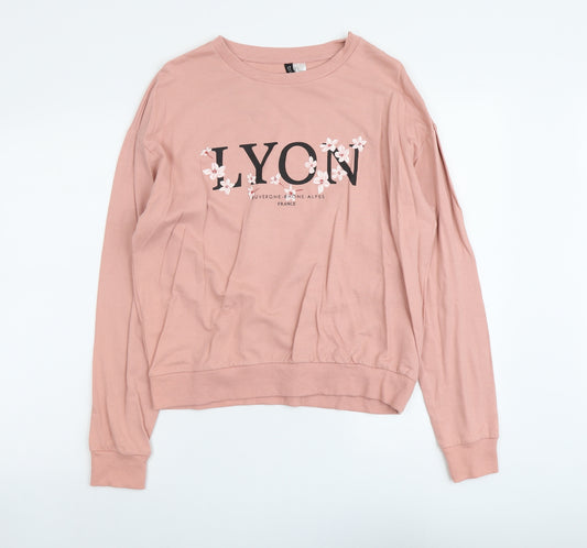H&M Womens Pink Cotton Pullover Sweatshirt Size M Pullover - Lyon