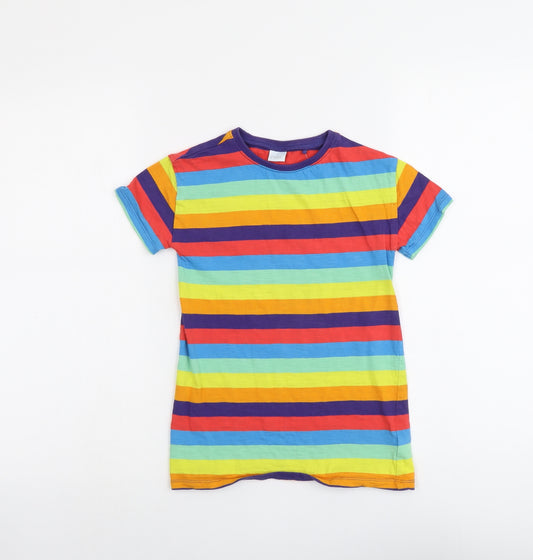 NEXT Girls Multicoloured Striped Cotton Pullover T-Shirt Size 5 Years Crew Neck Pullover