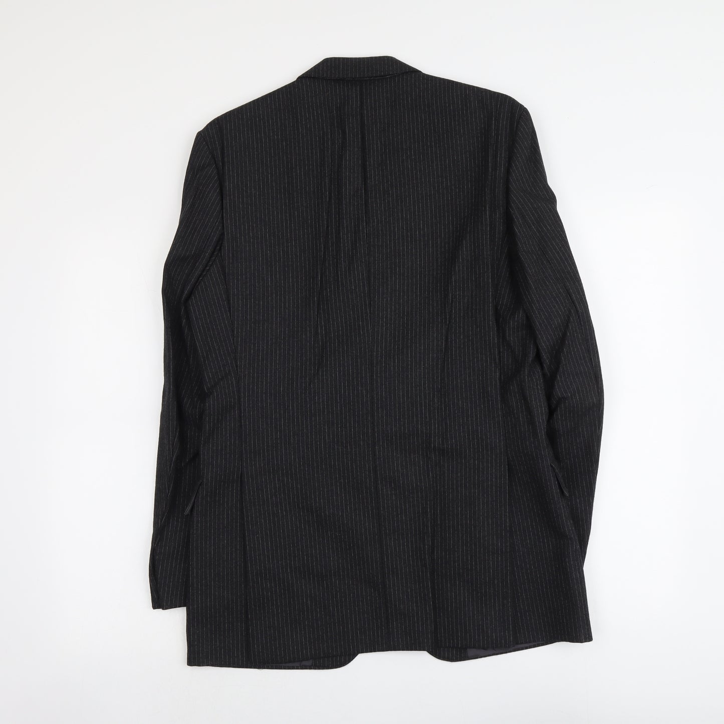 Gent Mens Grey Striped Polyester Jacket Suit Jacket Size M Regular