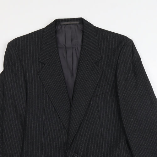 Gent Mens Grey Striped Polyester Jacket Suit Jacket Size M Regular