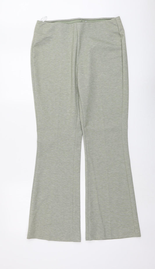 Marks and Spencer Womens Green Polyester Trousers Size 12 L29 in Regular