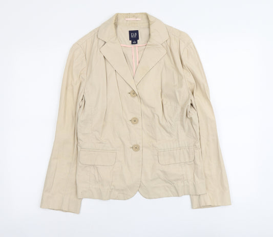 Gap Womens Beige Striped Cotton Jacket Blazer Size S
