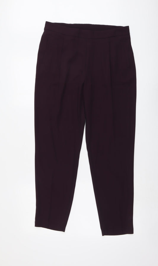 Wasllis Womens Purple Polyester Trousers Size 12 L29 in Regular